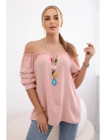 Španielska blúzka s ozdobnými rukávmi púdrovo ružová Španielska blúzka s ozdobnými rukávmi púdrovo ružová
