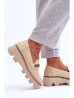 Modne Mokasyny Na Platformie Z Ozdobą Laura Messi 2600 Beżowe