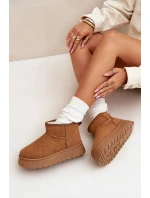 Śniegowce Damskie Na Platformie Ocieplane Futerkiem Camel Vesirae