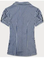 Tmavo modro-biela dámska pruhovaná košeľa s krátkymi rukávmi (SSD2021D) Tmavo modro-biela dámska pruhovaná košeľa s krátkymi rukávmi (SSD2021D)