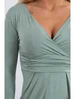 Priliehavé šaty s prestrihom pod prsiami tmavo mätovej farby Priliehavé šaty s prestrihom pod prsiami tmavo mätovej farby