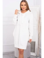 Velúrové šaty s kapucňou ecru