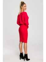 M690 Kombinované pletené šaty - červené