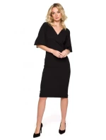 K152 Zavinovacie šaty s rukávmi - čierne