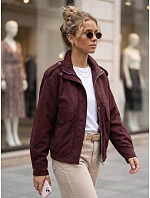 Dámska semišová bunda typu bomber v bordovej farbe FashionStreet TY6066 Dámska semišová bunda typu bomber v bordovej farbe FashionStreet TY6066
