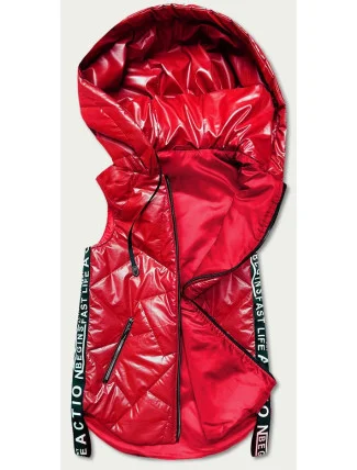 Červená dámska vesta s ozdobnými páskami (B8096-4)