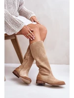 Zamszowe Kozaki Damskie Do Połowy Łydki Na Zamek Lewski 3616 Beżowe Zamszowe Kozaki Damskie Do Połowy Łydki Na Zamek Lewski 3616 Beżowe