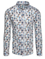 Pánska kvetinová biela košeľa FashionStreet DX2646 Pánska kvetinová biela košeľa FashionStreet DX2646