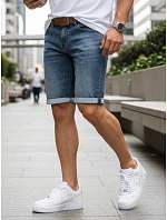 Pánske džínsové šortky s opaskom modré FashionStreet SX2572