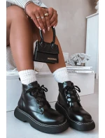 Dámské zateplené kotníkové boty na platformě s šněrováním Černé Harmine