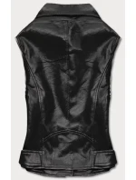 Čierna bunda ramoneska - vesta z eko kože FL202050 čierna - FLAM Mode Čierna bunda ramoneska - vesta z eko kože FL202050 čierna - FLAM Mode