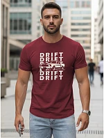 Pánske tričko s potlačou DRIFT bordová FashionStreet NX5081R