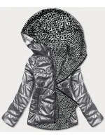 Obojstranná šedá dámska bunda s kapucňou (B9793-70) Obojstranná šedá dámska bunda s kapucňou (B9793-70)