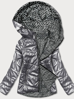 Obojstranná šedá dámska bunda s kapucňou (B9793-70)