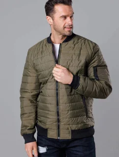 Pánska prešívaná khaki bunda bomber (MY02-3)