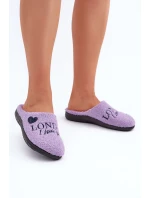 Dámske papuče s nápisom a kožušinou typu lamb Purple Inblu ET000027