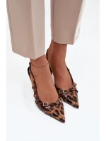 Czółenka Z Odkrytą Piętą I Paseczkami Panterka Brązowe Ravira