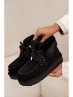 Śniegowce Damskie Z Naturalnego Zamszu D.Franklin DFSH375006 Czarne