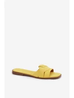 Dámské ploché sandály s pásky Eko Zamszové Žluté Florane