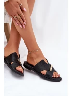 Damskie Klapki Na Płaskim Obcasie Z Ozdobnym Detalem Vinceza 17385 Czarne