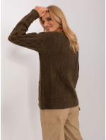 Khaki pletený sveter s gombíkmi