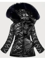 Dámska prechodná bunda plus size čierna (mm21-76)