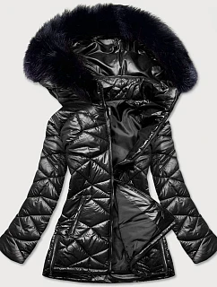 Dámska prechodná bunda plus size čierna (mm21-76)