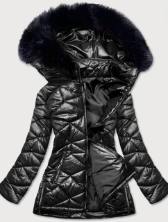 Čierna dámska prechodná bunda plus size (mm21-76)