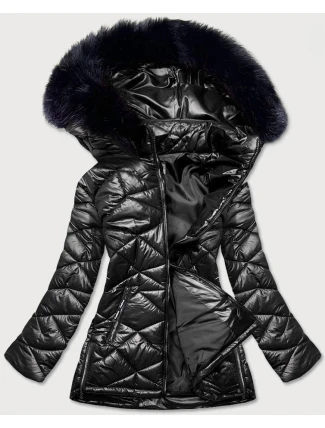 Dámska prechodná bunda plus size čierna (mm21-76)