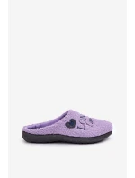 Dámske papuče s nápisom a kožušinou typu lamb Purple Inblu ET000027