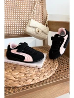 Dětské sportovní boty s přezkou Černo růžové Perrin