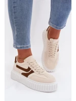 Dámské tenisky na platformě s eko semišem béžové Cadrina