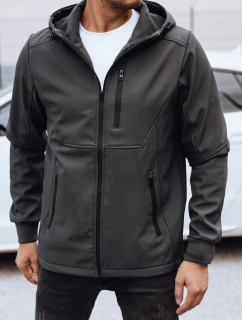 Pánska prechodná softshellová bunda s kapucňou tmavosivá FashionStreet TX4818