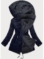 Tmavo modro-grafitová obojstranná dámska bunda (W556-1)