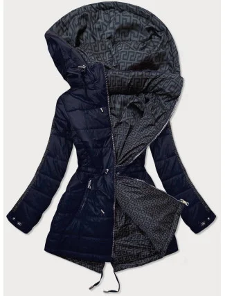 Tmavo modro-grafitová obojstranná dámska bunda (W556-1)