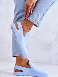 Modne Gumowe Chodaki Niebieskie Meriko