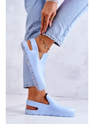 Modne Gumowe Chodaki Niebieskie Meriko