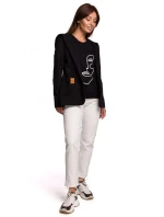 B180 Blejzer s kapucňou z bavlneného úpletu - čierny