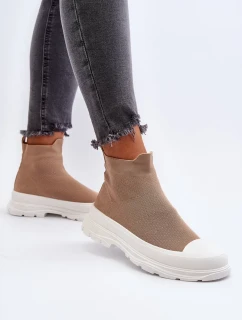 Dámské nazouvací ponožkové boty, hnědé Ilanae