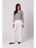 Dámsky sveter s ozdobnými gombíkmi B251 model 1 Ecru s čiernou - BeWear