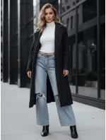 Dámsky dlhý kabát z ovčej kože čierny FashionStreet NY0754z