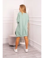 Šaty s potlačou a rozšíreným spodným dielom v tmavej mätovej farbe Šaty s potlačou a rozšíreným spodným dielom v tmavej mätovej farbe