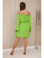 Šaty viazané v páse so šnúrkou svetlo zelená Šaty viazané v páse so šnúrkou svetlo zelená