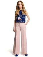 M378 Nohavice so širokými nohavicami - púdrové