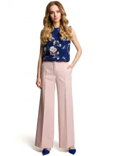 M378 Nohavice so širokými nohavicami - púdrové