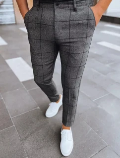 Pánske tmavosivé kockované nohavice FashionStreet UX3956