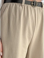 Dámske chinos nohavice s opaskom béžové FashionStreet UY2549