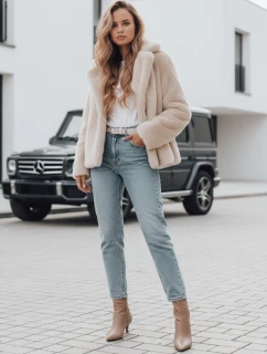Dámsky kožuch GLAMFLUFFY krátky béžový FashionStreet TY4984