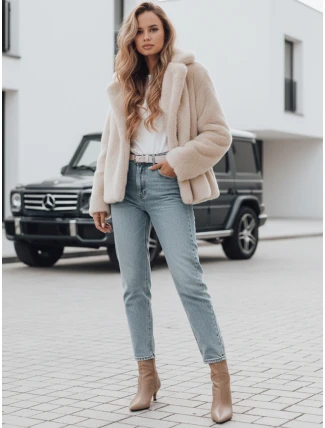 Dámsky kožuch GLAMFLUFFY krátky béžový FashionStreet TY4984