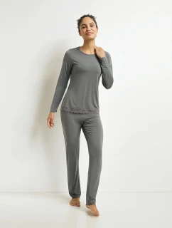 Dámsky modalový pyžamový komplet DIM MODAL PYJAMAS SET - DIM - sivý
